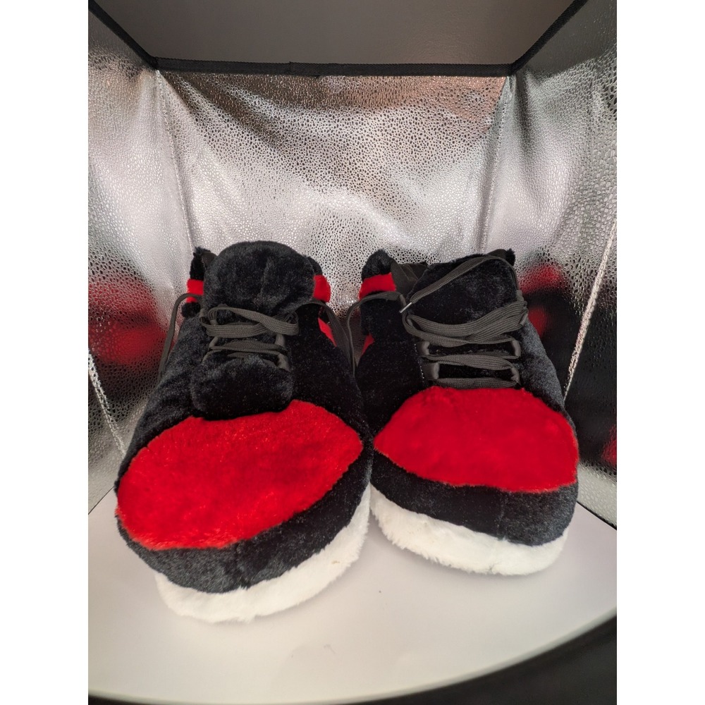 Air Jordan 1 Red Black Plush Sneaker Slippers High Top Basketball Inspired 36-44 - Picture 3 of 8